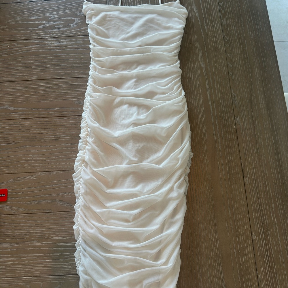 Elegant White Ruched Dress